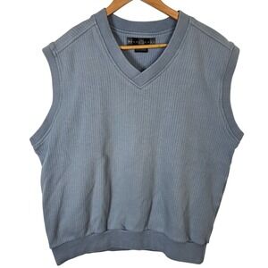 Vintage Nike Golf Mens Vest Blue Ribbed V Neck Sleeveless Pullover Size L